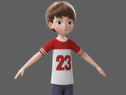 Cartoon Boy Rigged 3D Model