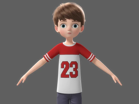 Cartoon Boy Rigged 3D Model