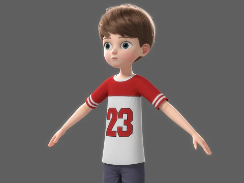 Cartoon Boy Rigged 3D Model