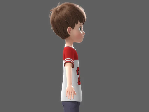 Cartoon Boy Rigged 3D Model