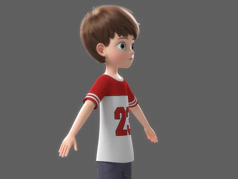 Cartoon Boy Rigged 3D Model