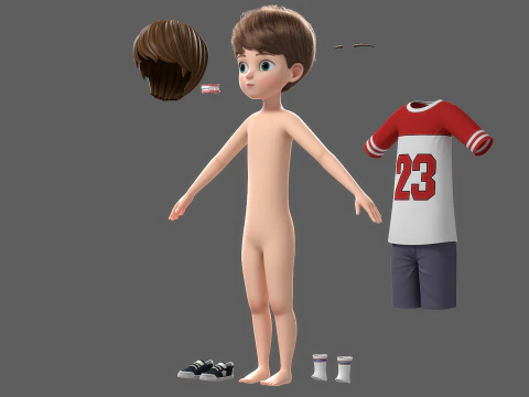 Cartoon Boy Rigged 3D Model