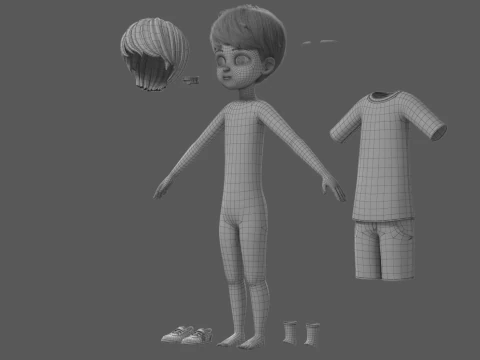 Cartoon Boy Rigged 3D Model