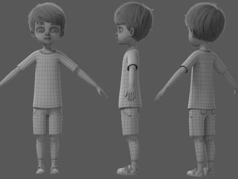 Cartoon Boy Rigged 3D Model