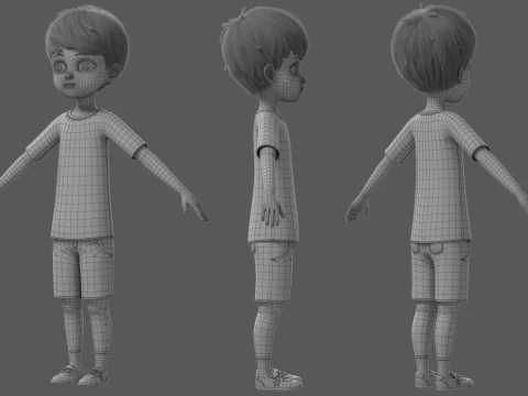 Cartoon Boy Rigged 3D Model