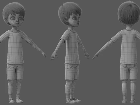 Cartoon Boy Rigged 3D Model