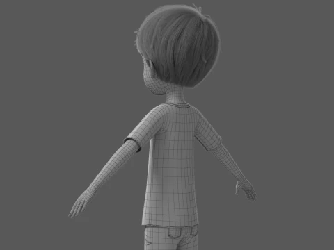 Cartoon Boy Rigged 3D Model