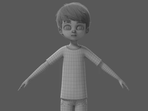 Cartoon Boy Rigged 3D Model