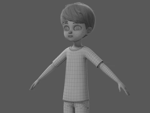 Cartoon Boy Rigged 3D Model