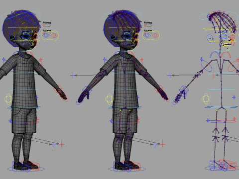 Cartoon Boy Rigged 3D Model