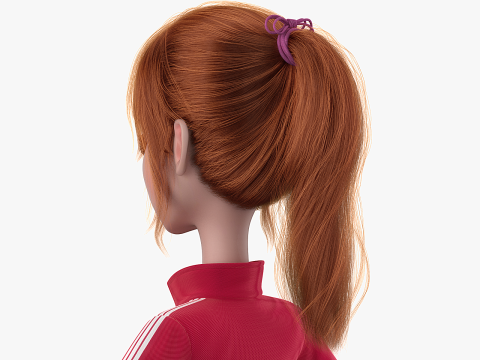 Cartoon Moto Girl Rigged 3D Model