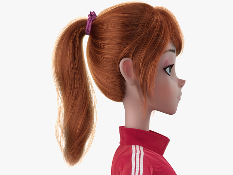 Cartoon Moto Girl Rigged 3D Model