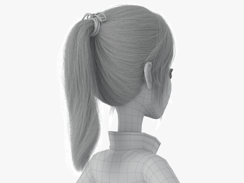 Cartoon Moto Girl Rigged 3D Model