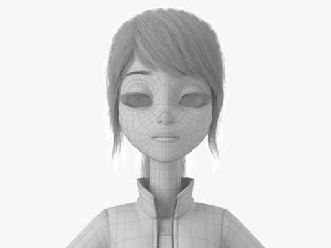 Cartoon Moto Girl Rigged 3D Model