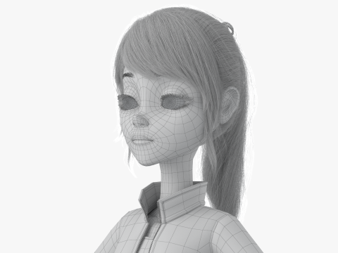 Cartoon Moto Girl Rigged 3D Model