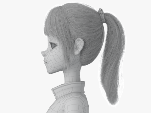 Cartoon Moto Girl Rigged 3D Model