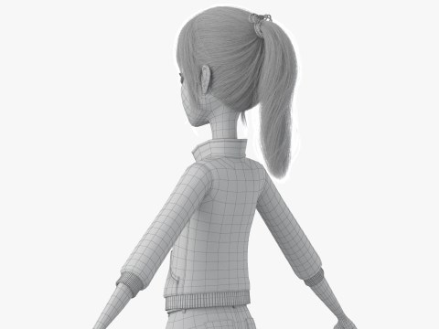 Cartoon Moto Girl Rigged 3D Model