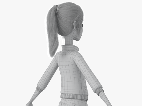 Cartoon Moto Girl Rigged 3D Model