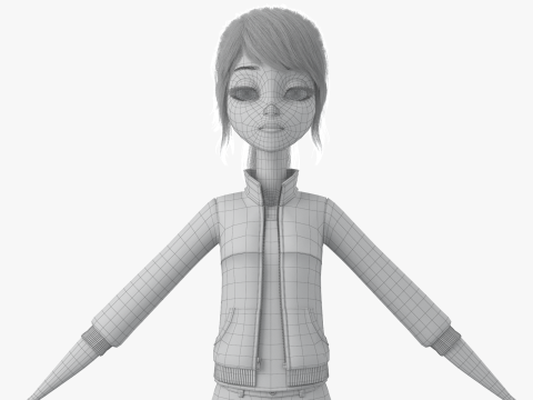 Cartoon Moto Girl Rigged 3D Model