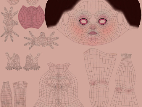 Cartoon Moto Girl Rigged 3D Model