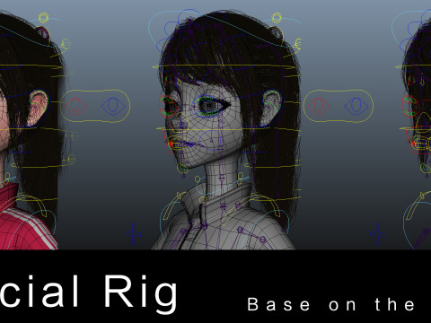 Cartoon Moto Girl Rigged 3D Model
