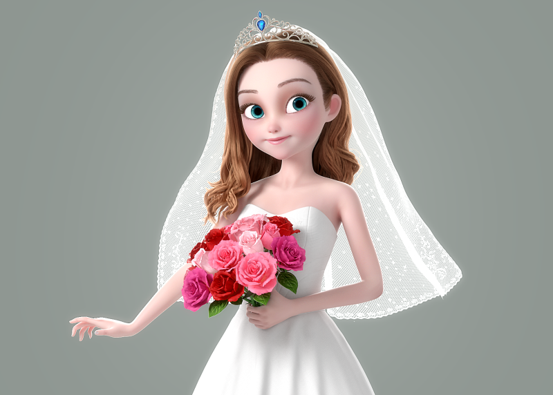 Cartoon Bride Rigged 3D-Modell .c4d .max .obj .3ds .fbx .stl .blend