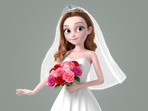 Cartoon Bride Rigged Modèle 3D