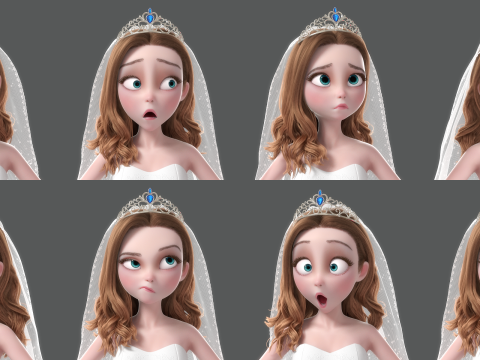 Cartoon Bride Rigged 3D-Modell