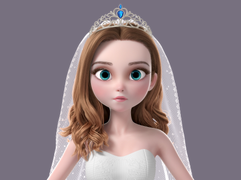 Cartoon Bride Rigged 3D-Modell