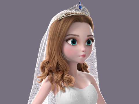 Cartoon Bride Rigged 3D-Modell