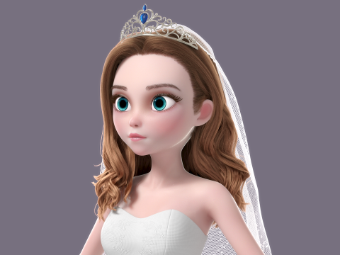 Cartoon Bride Rigged 3D-Modell