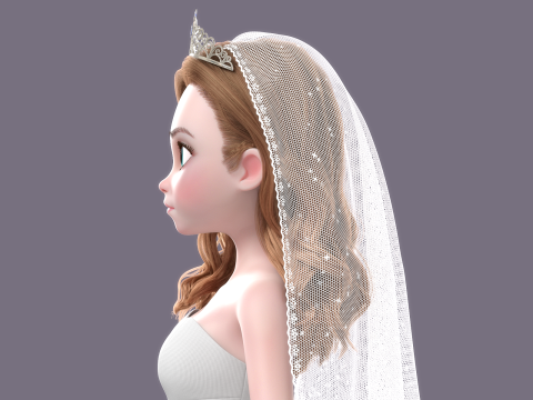 Cartoon Bride Rigged 3D-Modell