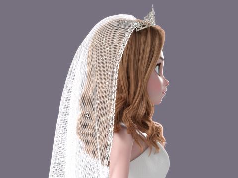 Cartoon Bride Rigged 3D-Modell