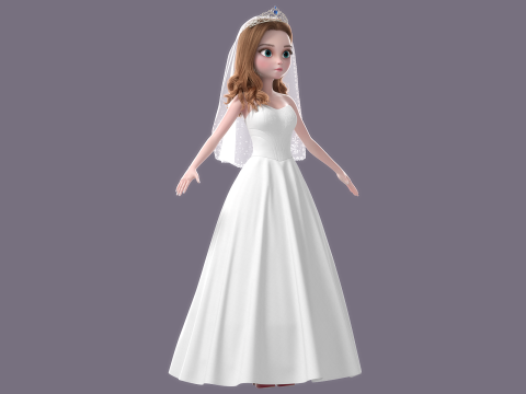 Cartoon Bride Rigged 3D-Modell
