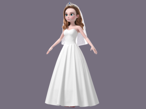 Cartoon Bride Rigged 3D-Modell