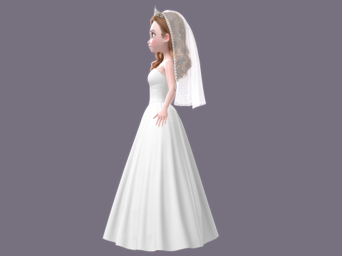 Cartoon Bride Rigged 3D-Modell