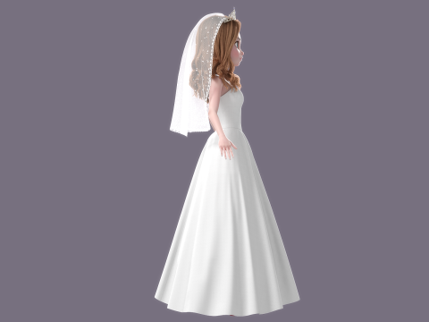 Cartoon Bride Rigged 3D-Modell