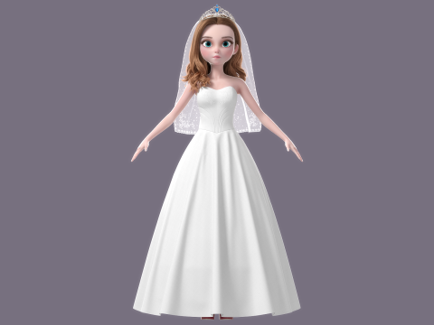Cartoon Bride Rigged 3D-Modell