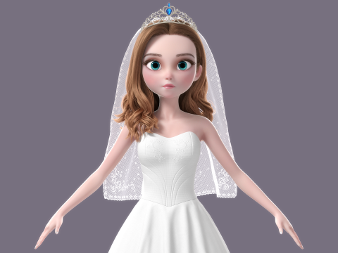 Cartoon Bride Rigged 3D-Modell