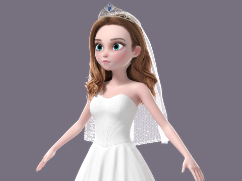 Cartoon Bride Rigged 3D-Modell