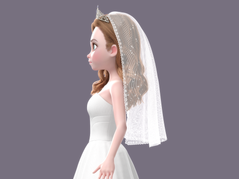 Cartoon Bride Rigged 3D-Modell