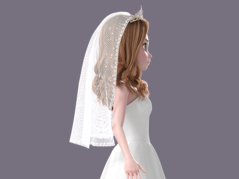 Cartoon Bride Rigged 3D-Modell