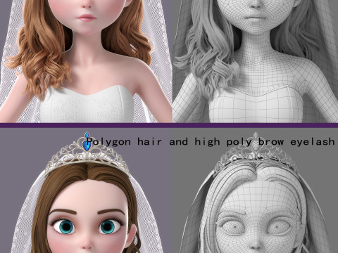 Cartoon Bride Rigged 3D-Modell