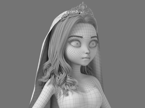 Cartoon Bride Rigged 3D-Modell