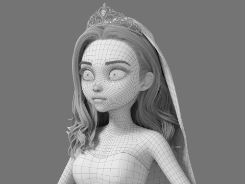 Cartoon Bride Rigged 3D-Modell