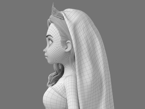 Cartoon Bride Rigged 3D-Modell