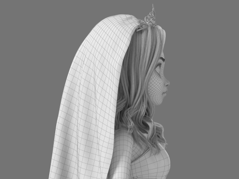 Cartoon Bride Rigged 3D-Modell