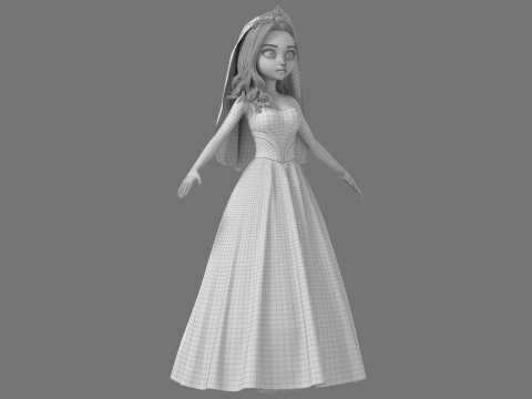 Cartoon Bride Rigged 3D-Modell