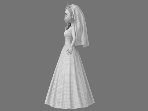 Cartoon Bride Rigged 3D-Modell