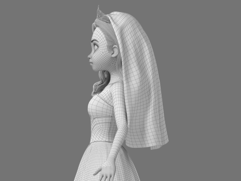 Cartoon Bride Rigged 3D-Modell